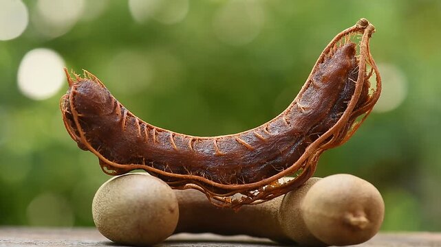 Tamarind Tamarindus indica fruits on natural background.