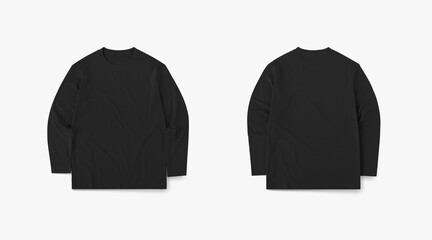 black longsleeve tshirt photo for mockup, black longsleeve tees on white background