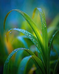 Dew Drops On Vibrant Green Grass