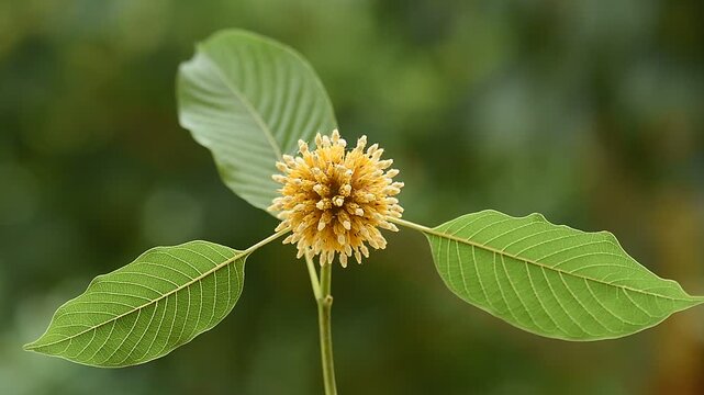 Kratom or Mitragyna speciosa Korth branch flower on natural background.