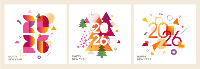 Collection of New Year holiday cards.