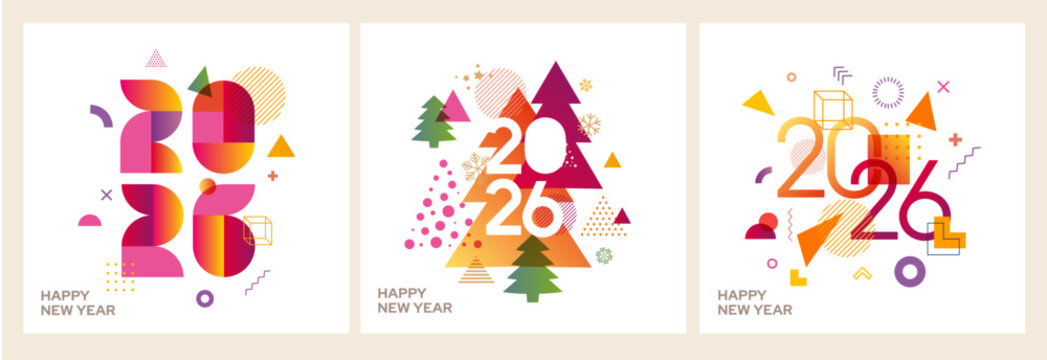 Collection of New Year holiday cards.