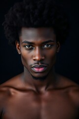 Hansom Black Man Portrait on black background