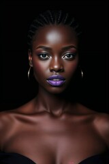 Black Beautiful Woman Portrait on black background