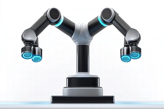 Small dual arm robotic device performing synchronized movements