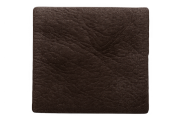 Brown leather swatch revealing its natural texture and wrinkles on a transparent background, perfect for design and textile projects