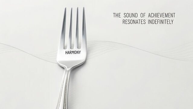 A Perfectly Polished Silver Fork Embodies the Concept of Harmony with Subtle Vibrational Waves
