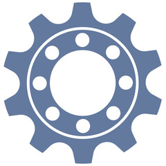 Single Blue Cogwheel Symbol with Holes
