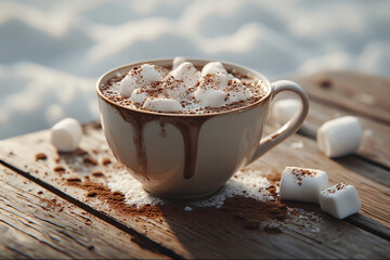 cup of coffee, chocolatemilk with chocolate, cosy photo for christmas
