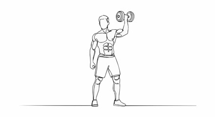 Man lifting dumbbell in workout sketch illustration.