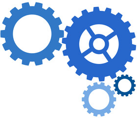 Interconnected Gear Wheels of Blue Colors