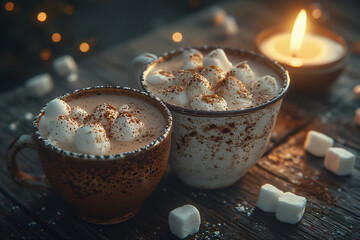 cup of coffee, chocolatemilk with chocolate, cosy photo for christmas