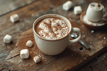 cup of coffee, chocolatemilk with chocolate, cosy photo for christmas