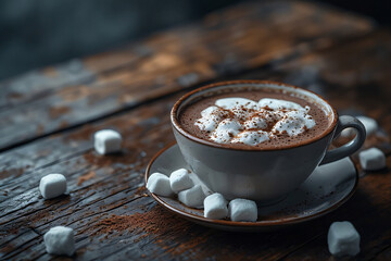 cup of coffee, chocolatemilk with chocolate, cosy photo for christmas