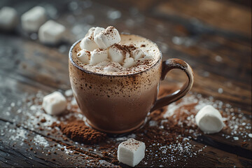 cup of coffee, chocolatemilk with chocolate, cosy photo for christmas