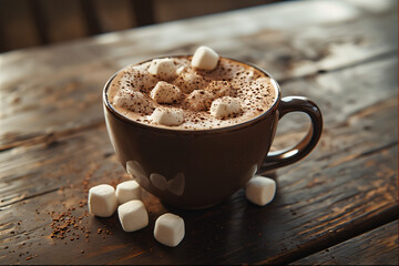 cup of coffee, chocolatemilk with chocolate, cosy photo for christmas