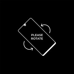 A minimalist line-art illustration of a smartphone featuring the rotate your phone icon