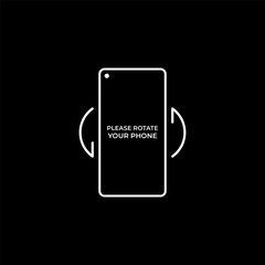A minimalist line-art illustration of a smartphone featuring the rotate your phone icon