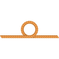 Orange Twisted Rope Formed Into A Circle And A Straight Line On White Background With Transparent Background