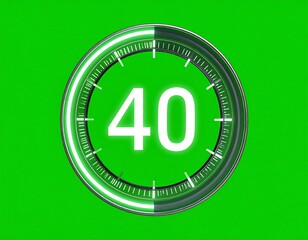 Animated time counting dial with 40 visible on a vibrant green background