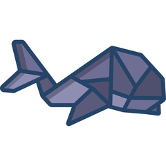 Origami Whale Silhouette Blue Purple Geometric Animal Shape Flat Design Simple Clean Artistic Ocean Sea Life Aquatic Creature Artistic Representation