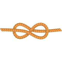 Orange Rope Figure Eight Knot Securely Fastened on a Clean Transparent Background Symbolizing Safety and Connection