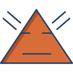 Orange Triangular Emoji with Blue Outline and Stylized Lines Indicating Expression on Transparent Background