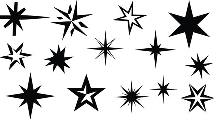 Obraz premium Various star shapes in black for creative design projects and illustrations 