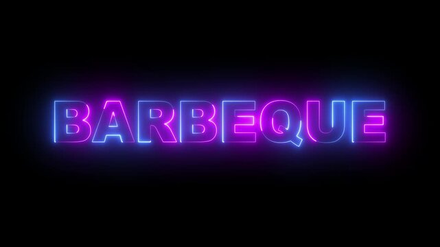 glowing neon barbeque text icon animation on black background. neon barbeque sign. neon barbeque video animation. 4k motion video.