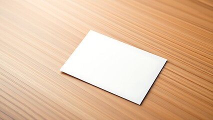notecard. Blank notecard on wooden surface with angled composition, symbolizing simplicity and organization. lifestyle magazines.
