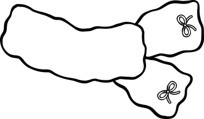 Coquette Cozy Winter Scarf with Bow Outline Doodle Hand Drawn