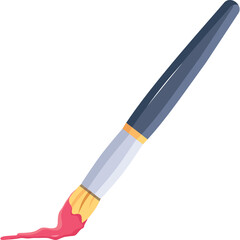 Paintbrush with Pink Paint Trailing Across a Transparent Background Ideal for Artistic Projects and Creative Concepts