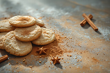 Christmas cookies and spices like cinnamon and gingerbread, cosy
