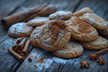 Christmas cookies and spices like cinnamon and gingerbread, cosy