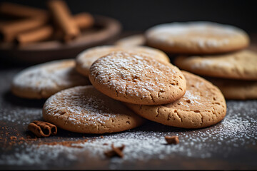 Christmas cookies and spices like cinnamon and gingerbread, cosy