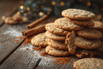 Christmas cookies and spices like cinnamon and gingerbread, cosy