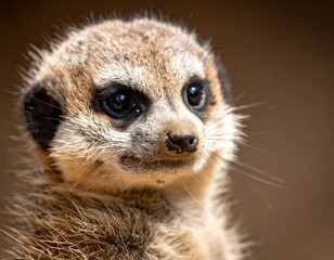 Fototapeta premium Close-up of a meerkat's face, focused on its expressive eyes
