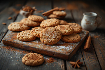 Christmas cookies and spices like cinnamon and gingerbread, cosy