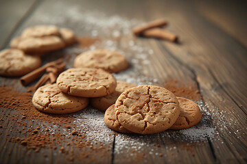 Christmas cookies and spices like cinnamon and gingerbread, cosy