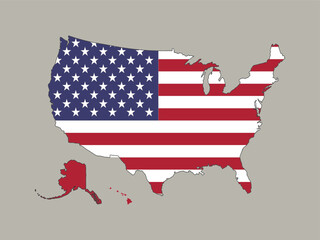 USA map with flag vector illustration isolated