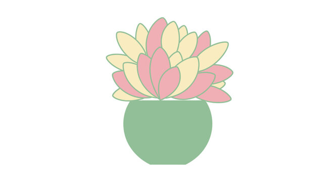 Serene pastel flower illustration in a green pot conveying calmness and simplicity of design