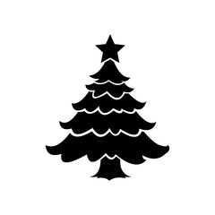 Monochrome Christmas tree icon vector
