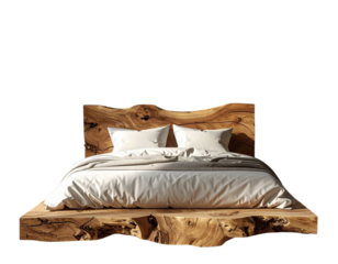 Bed with natural wood texture 
