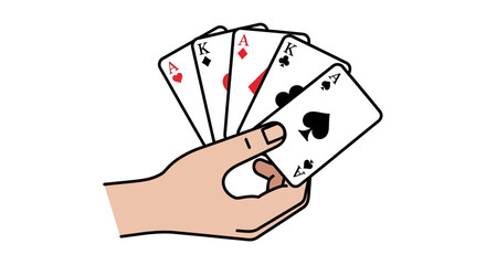 Illustration showcasing a hand holding playing cards depicting kings and aces strategy in gambling