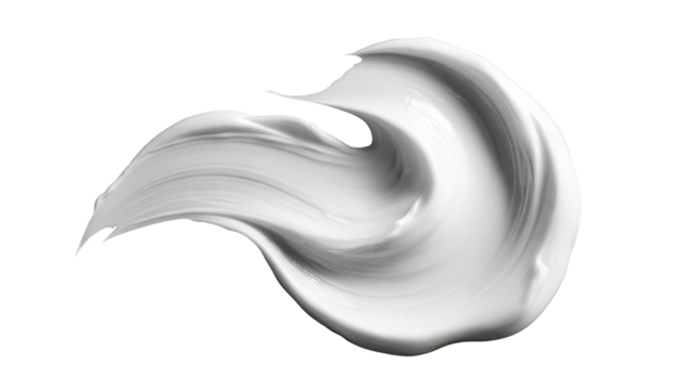 White cosmetic cream forming an elegant abstract swirl shape, depicting beauty, skincare, and healthy well being, on a transparent background for versatile design, png