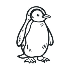 Cute cartoon penguin character design for fun projects.Vector hand draw
