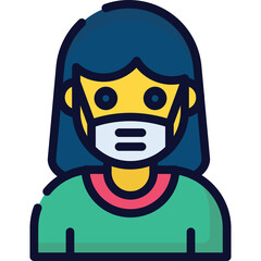 Person Wearing Medical Face Mask During Pandemic Protective Health Care Symbol Illustration