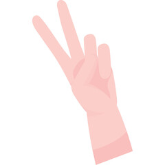 Pale Pink Hand Gesturing Peace Sign With Two Fingers Extended Against a Clean White Background Illuminated by Soft Light