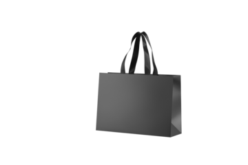 Black paper glossy shopping bag mockup with black handles