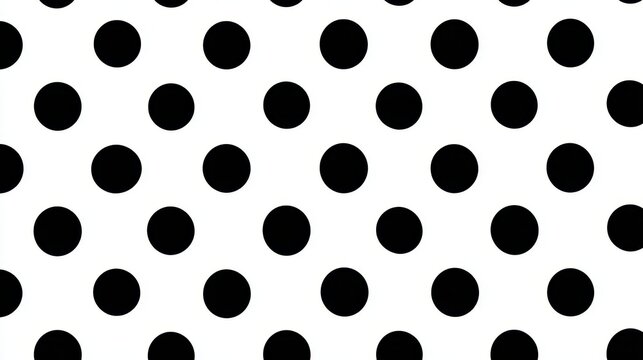 Polka dot pattern forming a seamless background, featuring uniform black circles arranged on a clean white surface, creating a classic and simple abstract design texture - Powered by Adobe